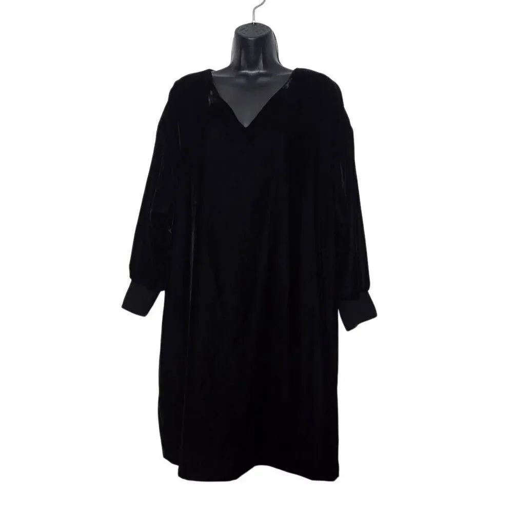 Lauren Ralph Lauren Dress Size 8 Black Dolman Sleeve Velvet Holiday